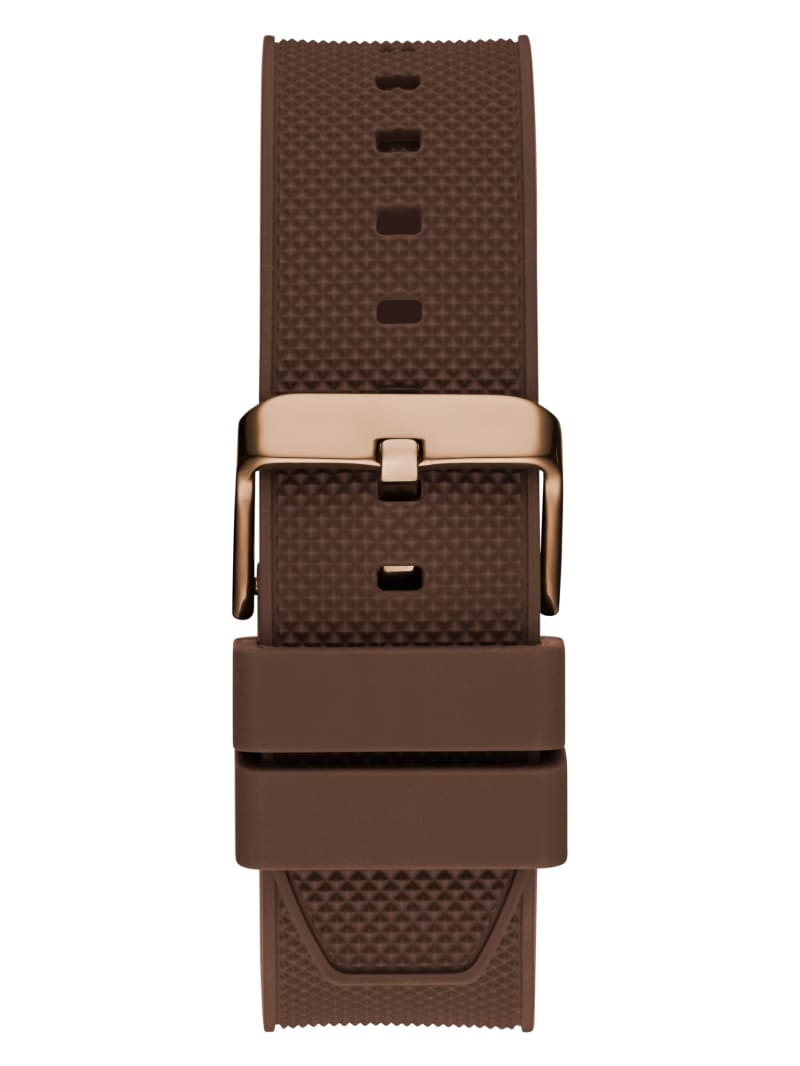 Textured Brown Watch Multifunction Silicone GUESS 