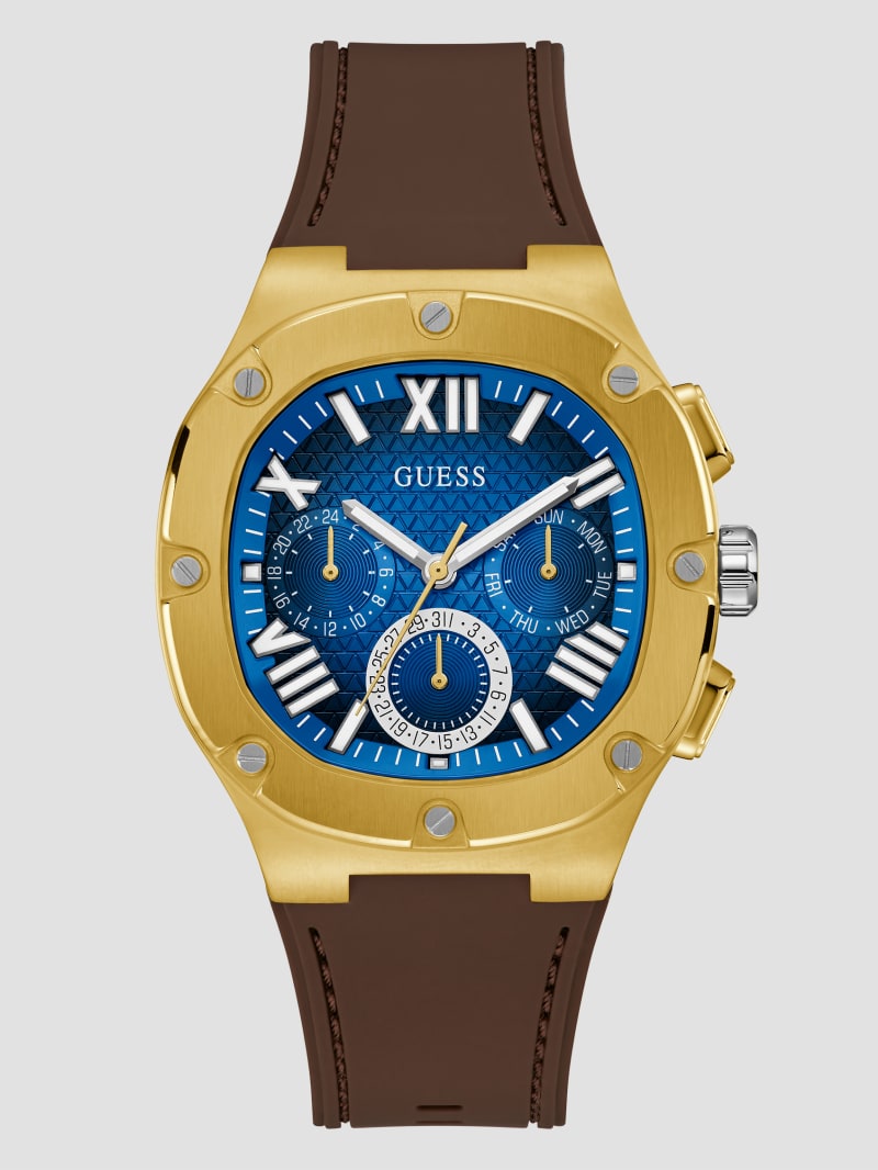 GUESS Gents Brown Silicone Strap Watch Model GW0571G5