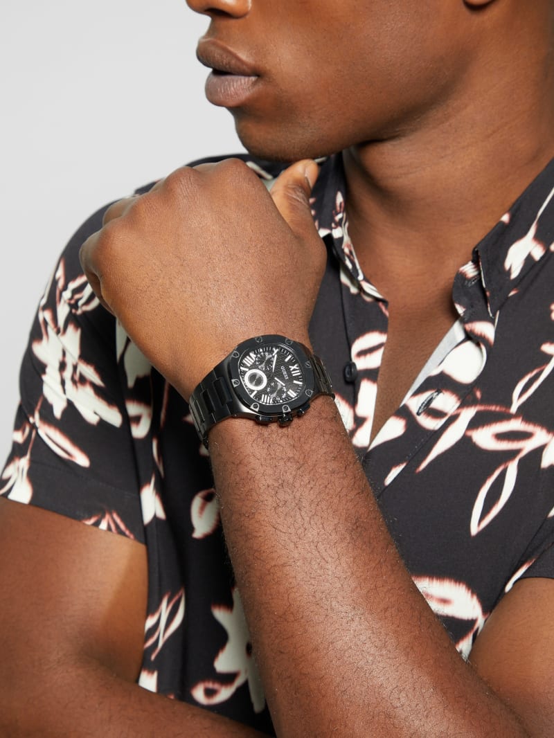 Dark Silver-Tone and Blue Multifunction Watch | GUESS