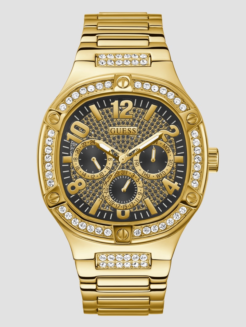 Guess odyssey men's yellow gold tone bracelet watch top