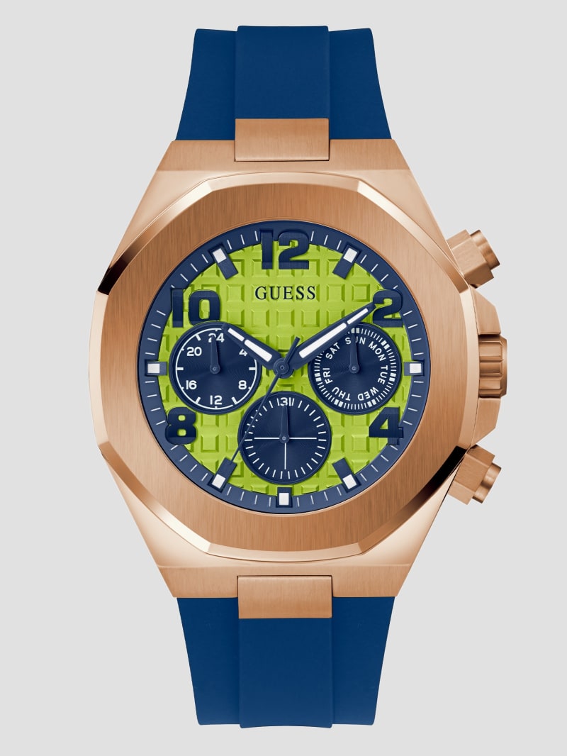 Blue Silicone and Lime Multifunctional Watch