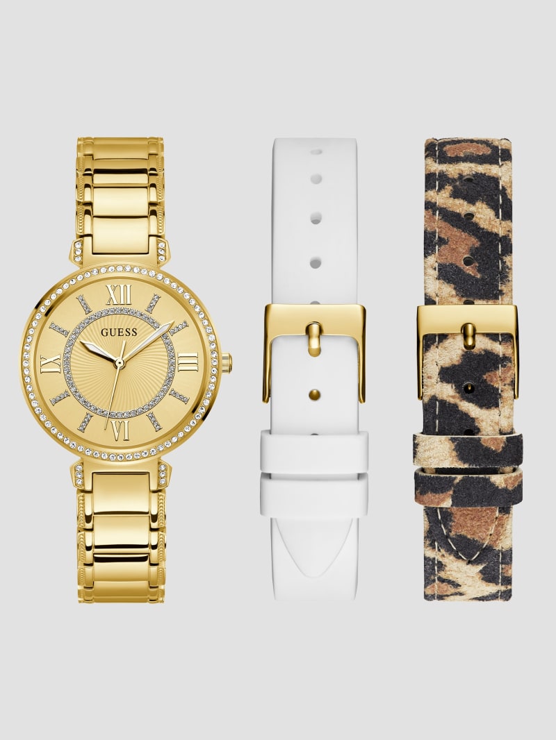 Gold Tone Analog Watch Set