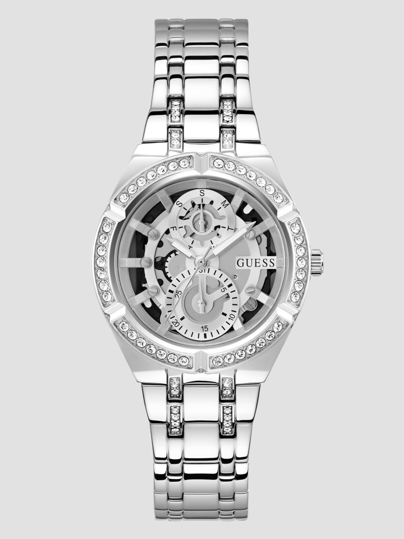 Silver Tone Cut Through Multifunction Watch