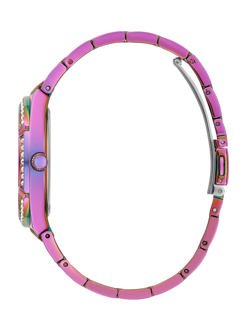 Iridescent Rhinestone Cut Through Multifunction Watch GUESS
