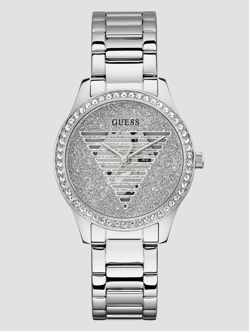Silver Tone Logo Analog Watch GUESS