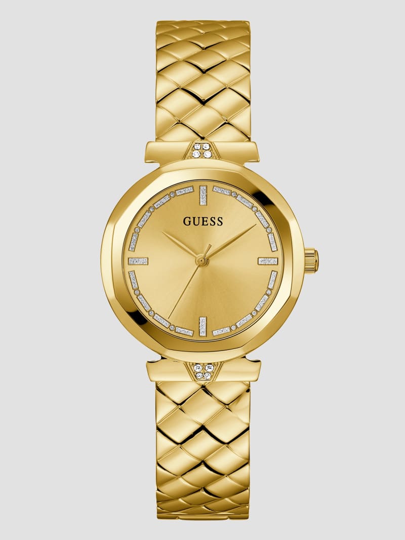 Guess gold tone analog watch outlet