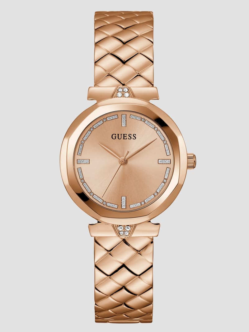 Rose Gold Tone Glitter Analog Watch GUESS Canada
