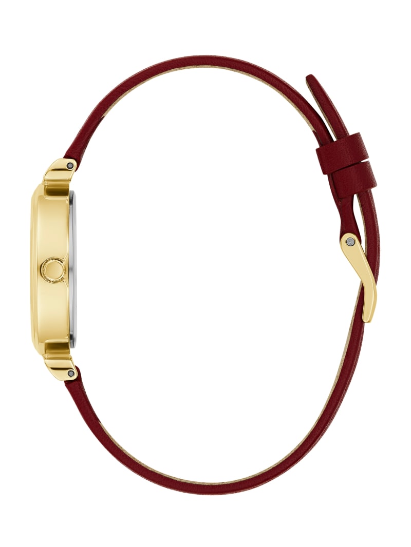 Gold Tone and Red Leather Analog Watch GUESS Canada