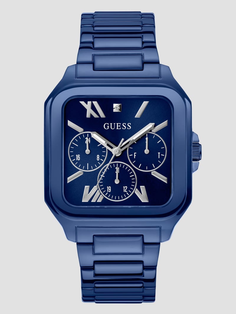 Blue-Tone Square Multifunction Watch