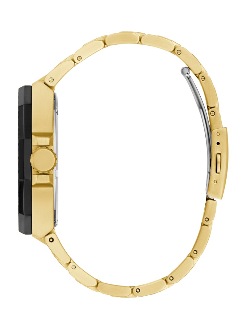 Gold-Tone and Black Textured Watch | Multifunction GUESS