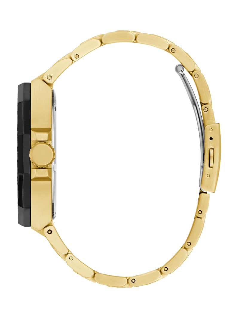 GUESS® Gold-Tone and Black Textured Multifunction Watch Men