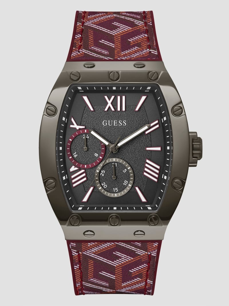 G Cube Red Leather Multifunction Watch GUESS Canada