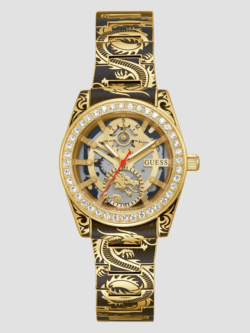 Printed Gold-Tone Multifunction Watch | GUESS