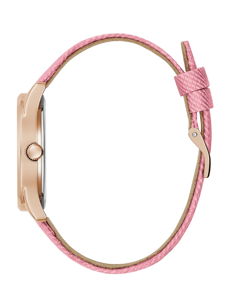 Pink Hearts Gold-Tone Analog Watch | GUESS Factory