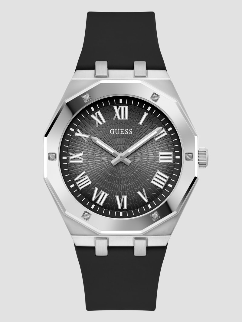 Silver-Tone Silicon Analog Watch