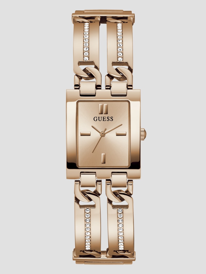 Rose Gold Tone Square Analog Watch GUESS