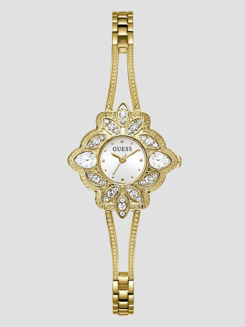 Gold Tone Flower Analog Watch