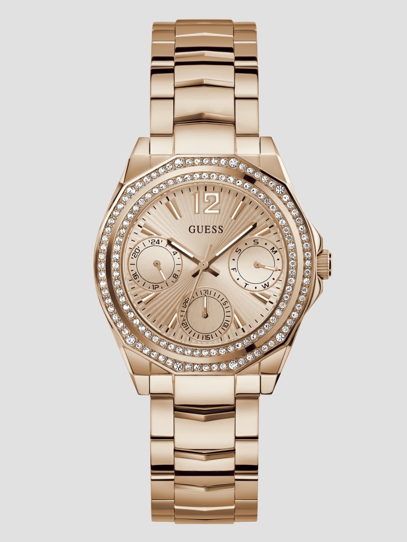 Rose Gold-Tone and Crystal Multifunction Watch | GUESS