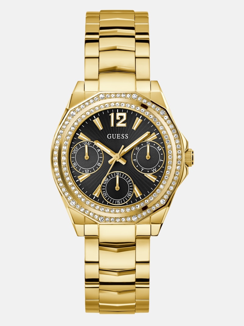 Gold-Tone and Black Multifunction Watch