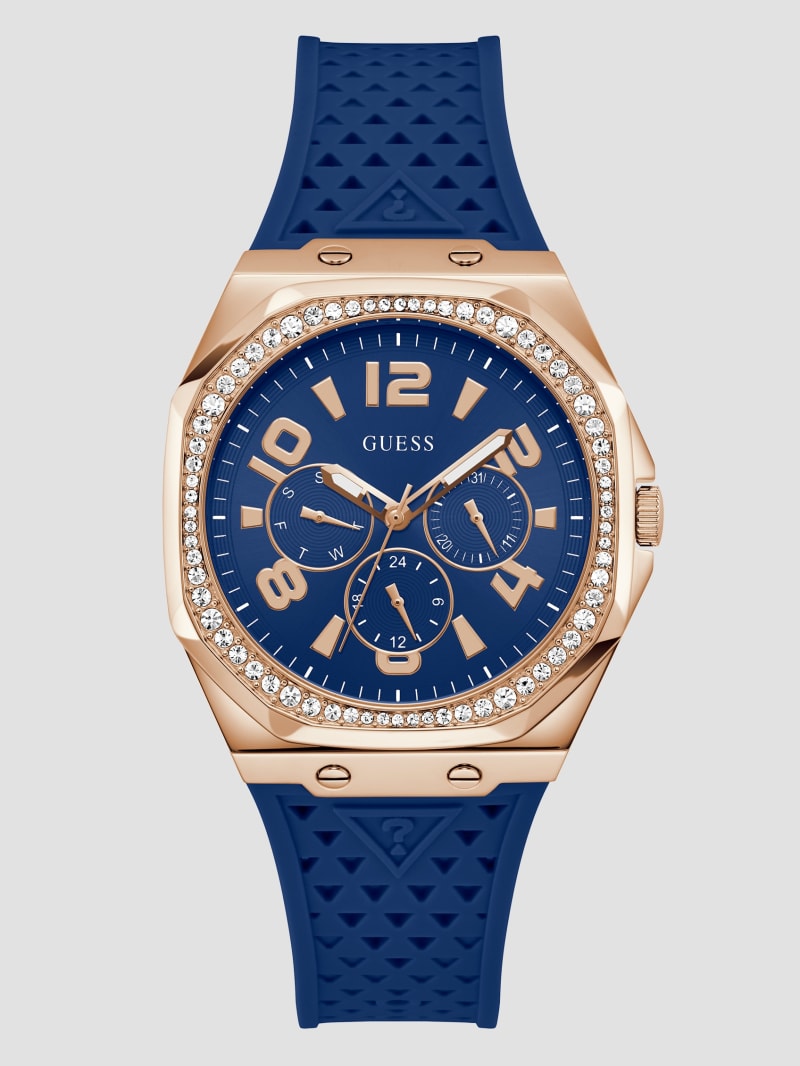 Blue Silicon Multifunction Watch GUESS Canada