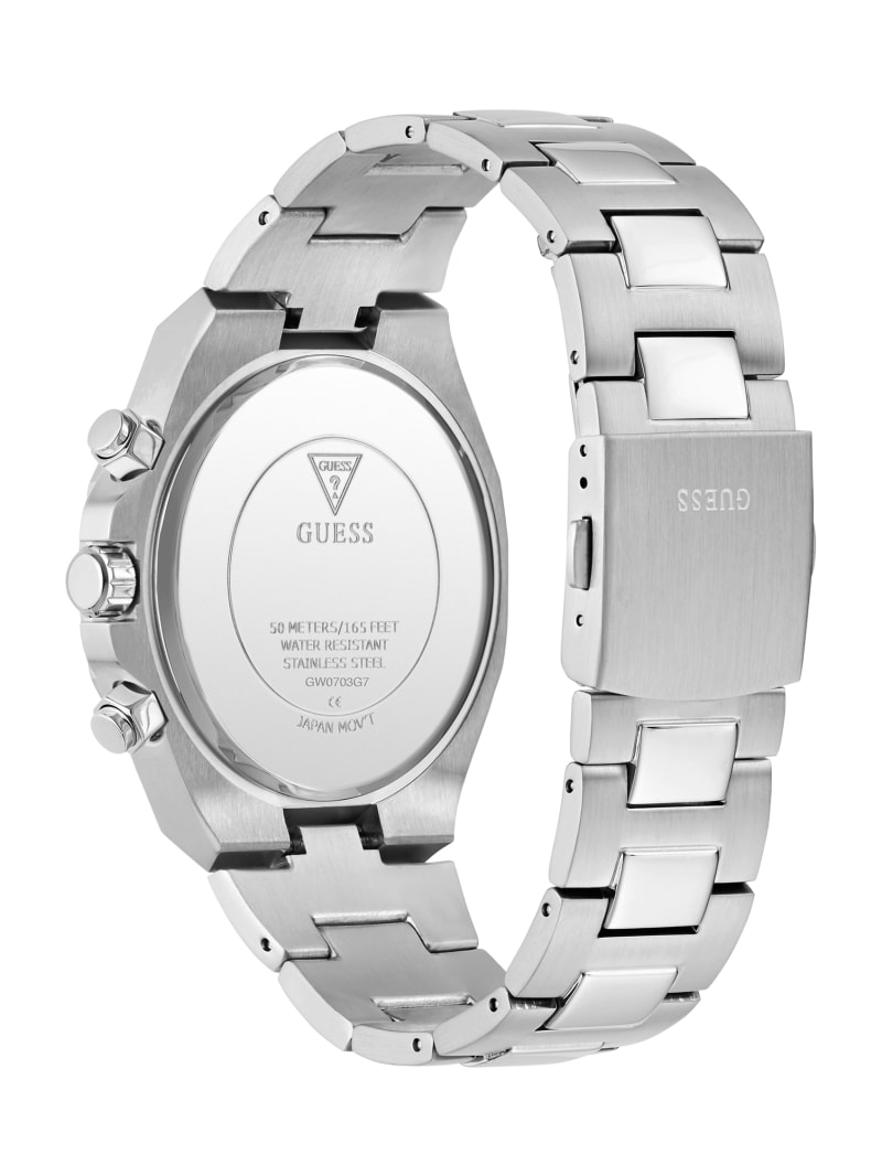 Silver-Tone and Maroon Multifunction Watch