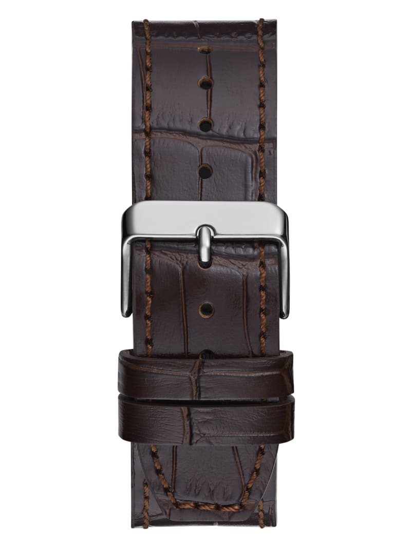 Two-Tone and Brown Crocodile-Embossed Leather Multifunction Watch