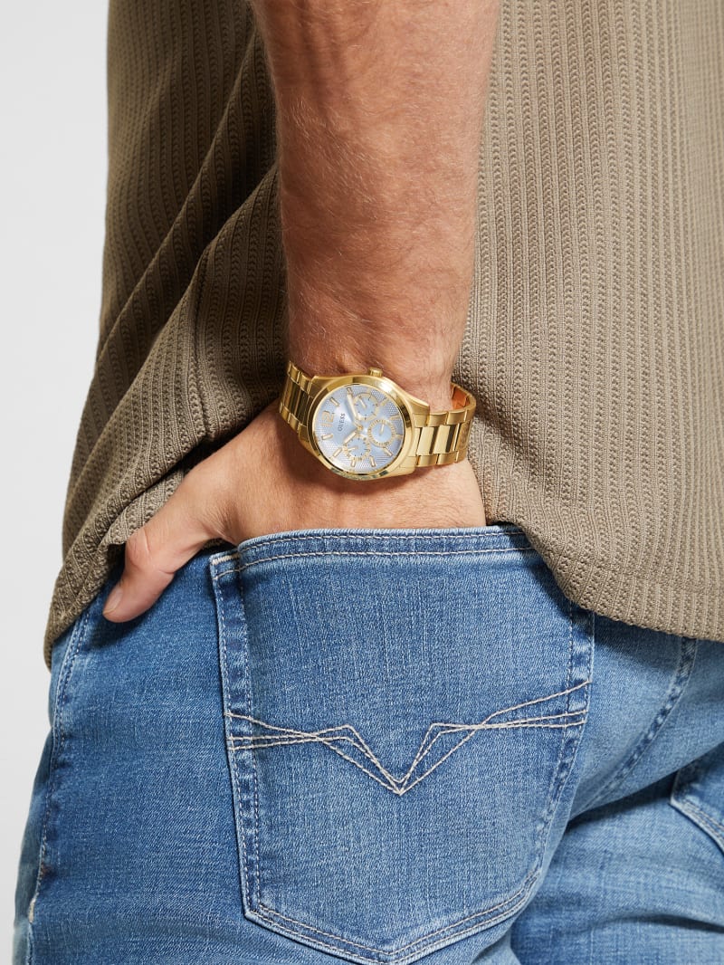 人気ブランド新作豊富 Blue Textured and Gold-Tone Multifunction GUESS | Watch クラブ