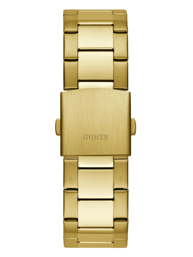 Gold-Tone and Textured Blue Multifunction Watch | GUESS