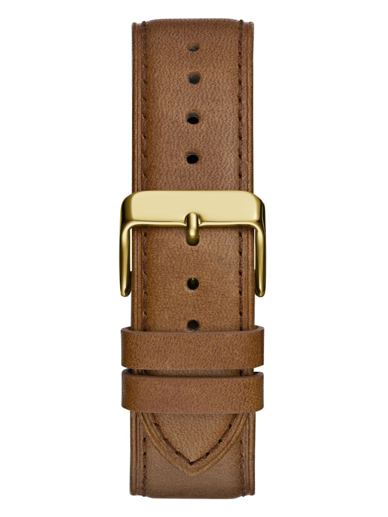 Gold Tone and Brown Leather Multifunction Watch GUESS Canada