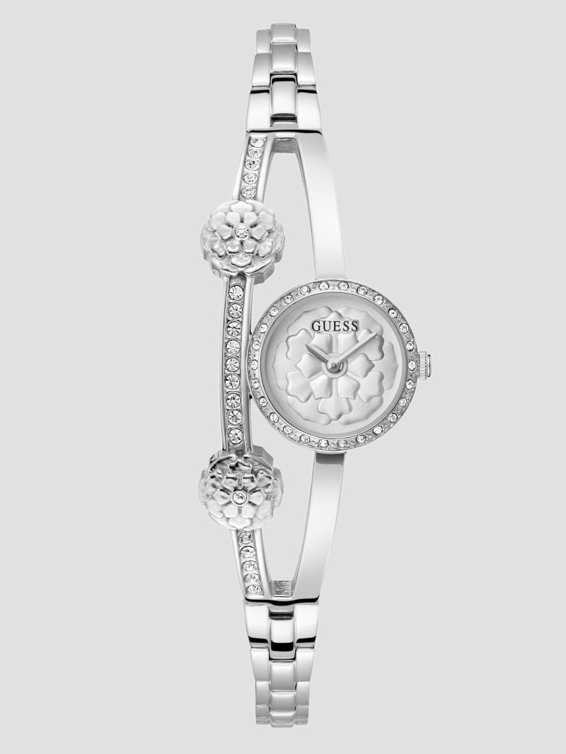Silver Tone Flower Analog Watch GUESS