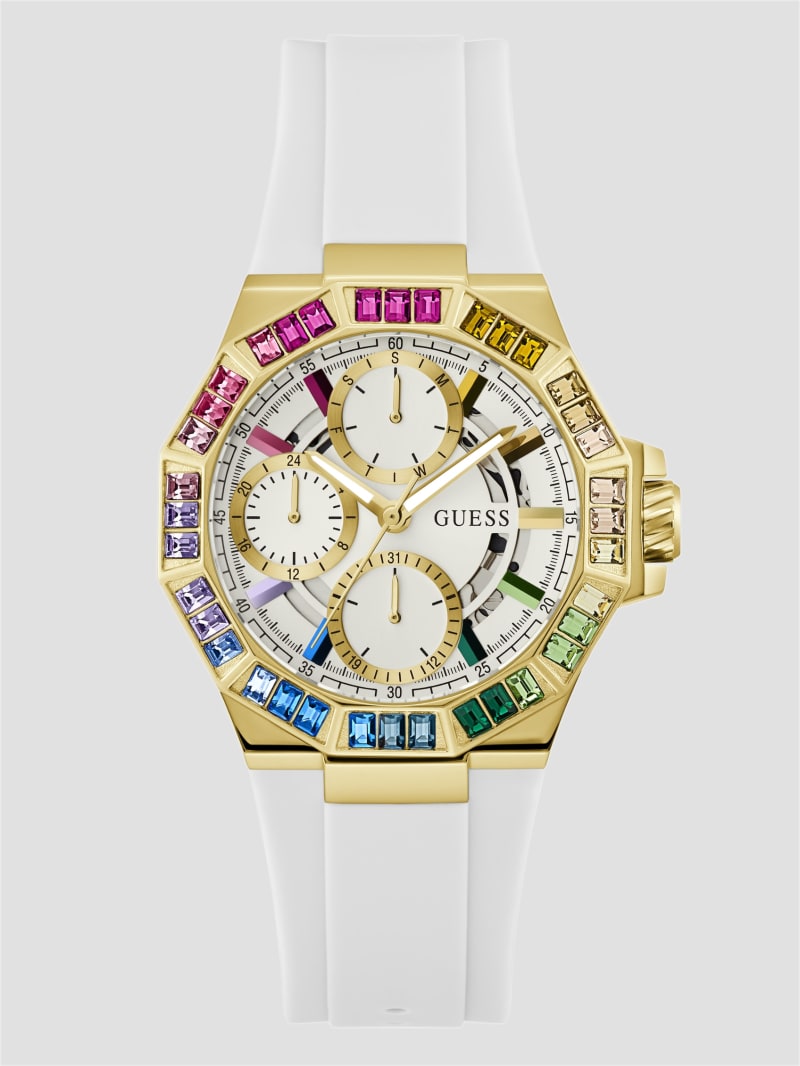 White and gold guess watch top