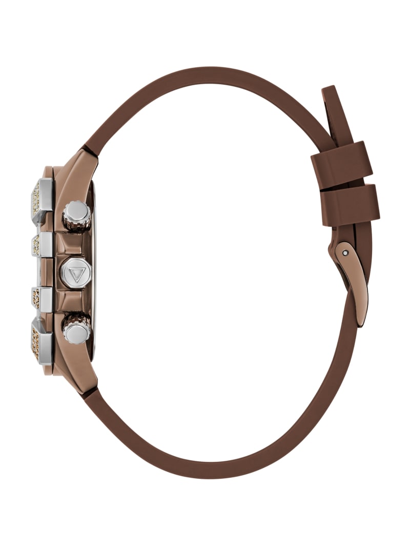 Montre GUESS Bracelet Cuir Or Rose Avec Cœurs - Cadran Argenté Brillant, Neuve Sans étiquette