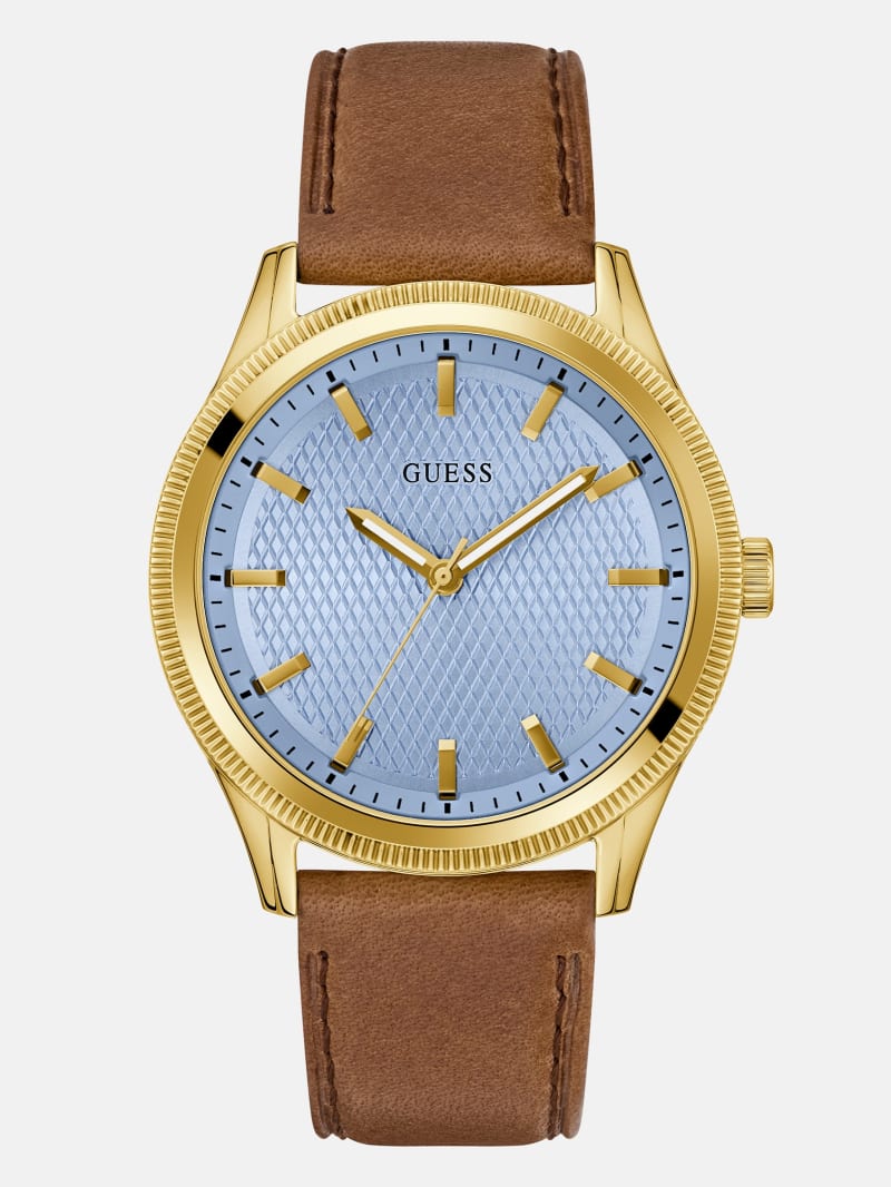 Two-Tone and Brown Leather Analog Watch