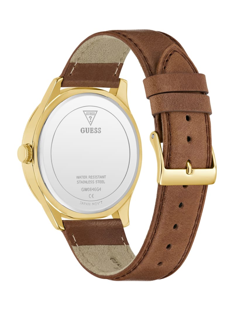 Two-Tone and Brown Leather Analog Watch