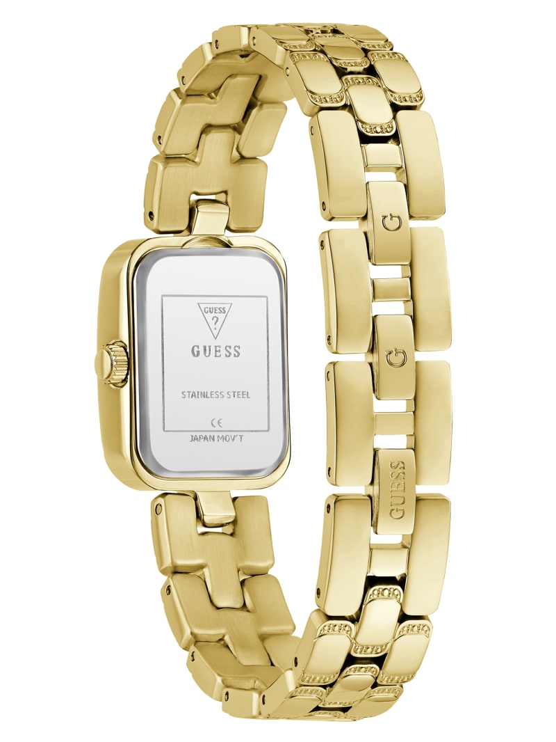 GUESS® Gold-Tone Textured Square Analog Watch