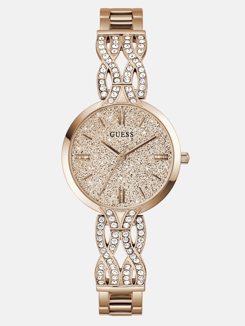 GUESS® Rose Gold-Tone Shimmer Analog Watch Women