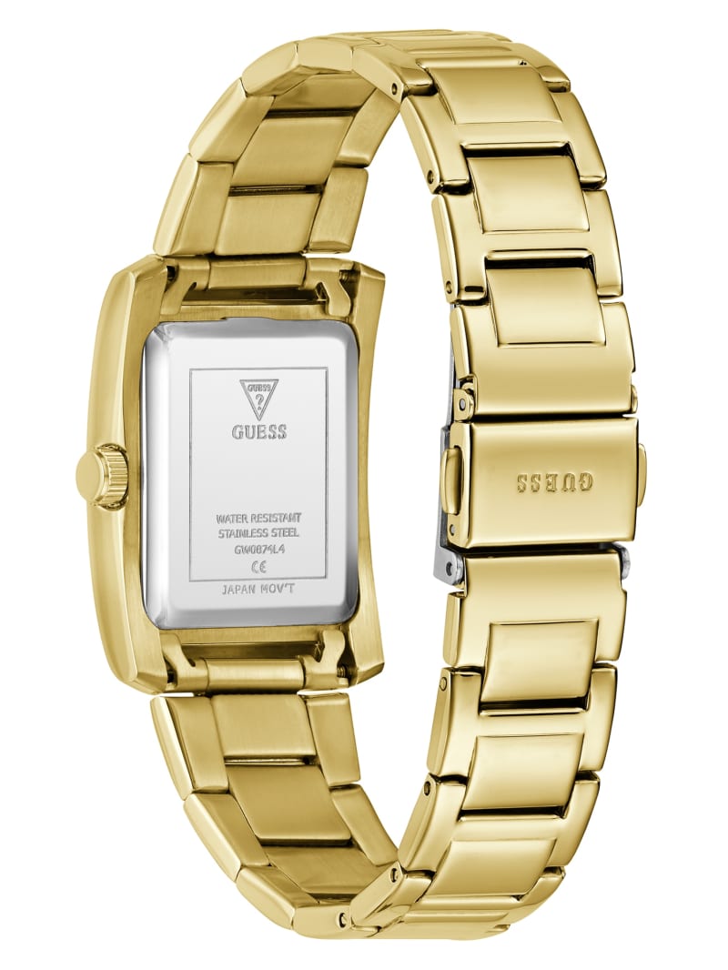 Gold-Tone Crystal Square Analog Watch