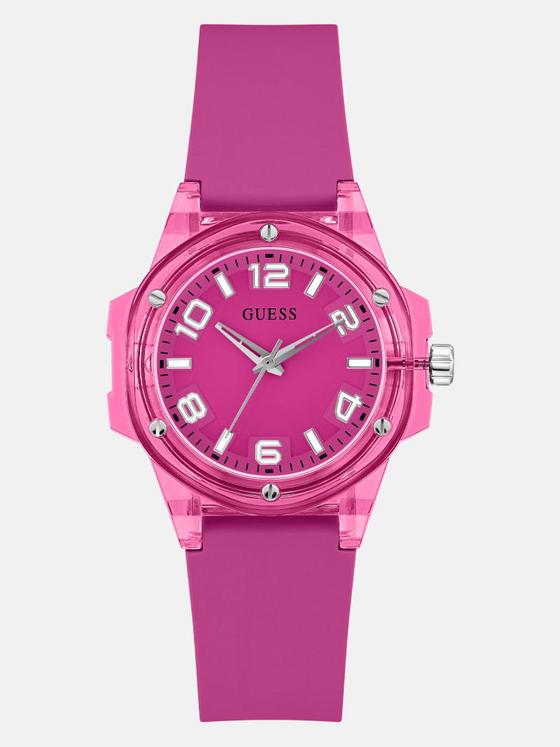 GUESS® Pink Analog Silicon Watch
