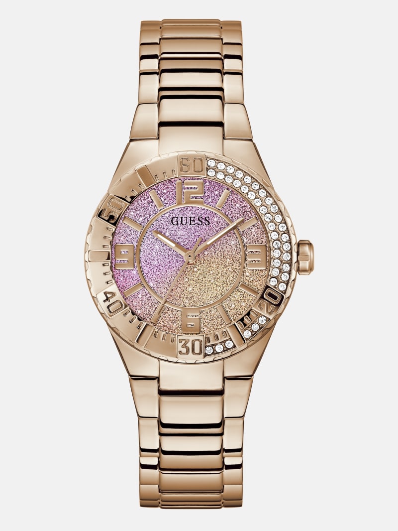 GUESS® Rose Gold-Tone and Pink Analog Watch