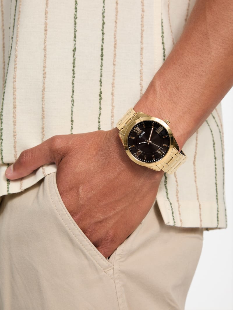 Gold-Tone and Black Analog Watch