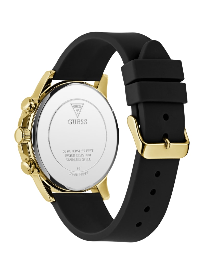 Gold-Tone and Black Silicone Multifunction Watch