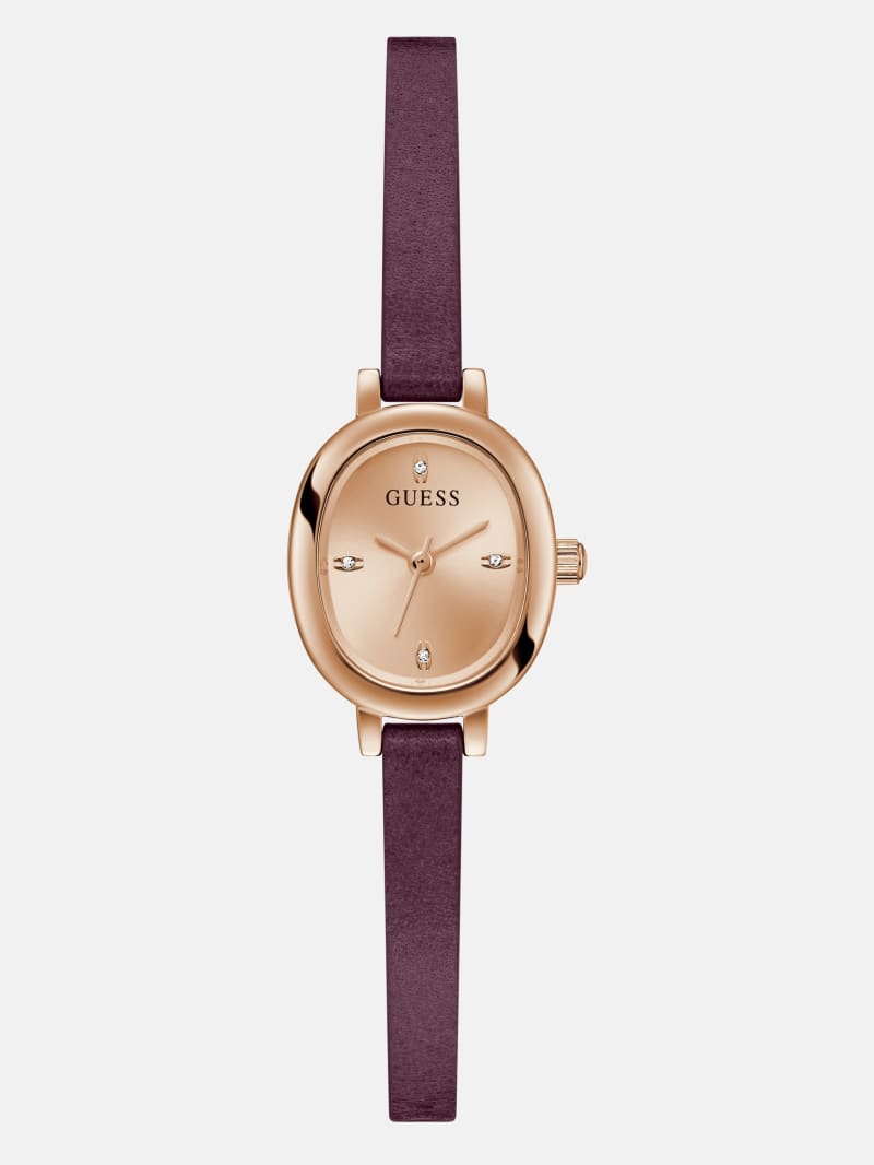 Burgundy Leather Analog Watch