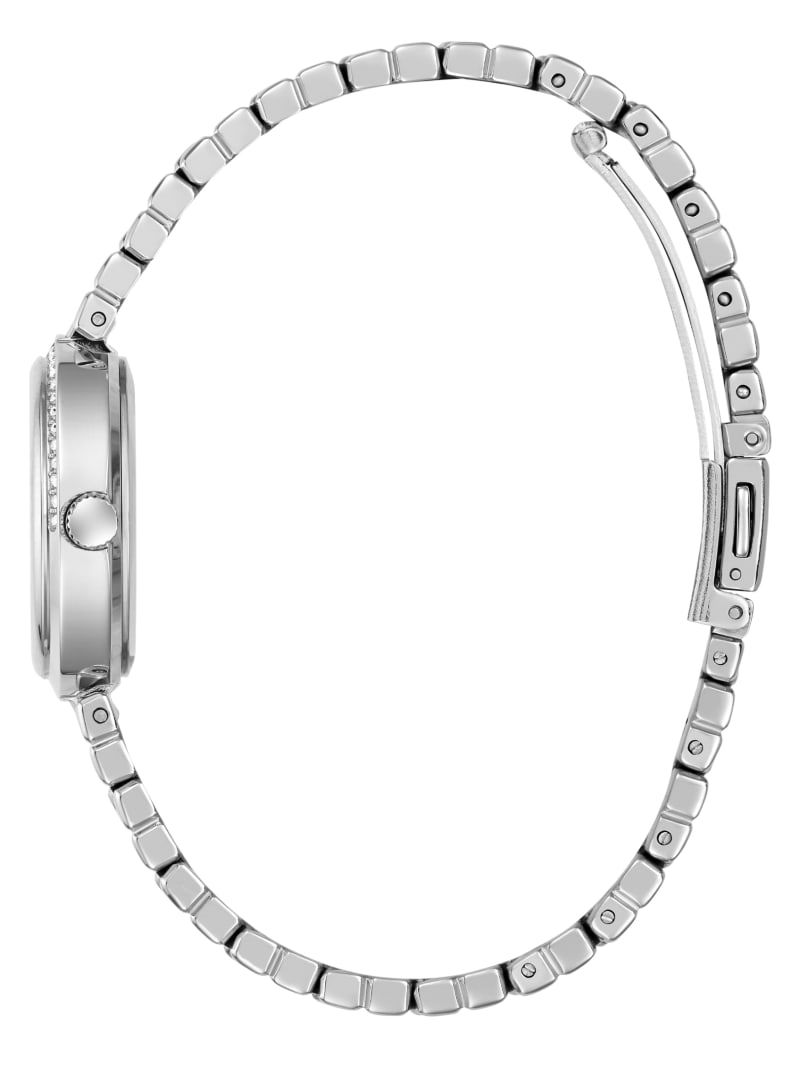 Silver-Tone Green Analog Watch