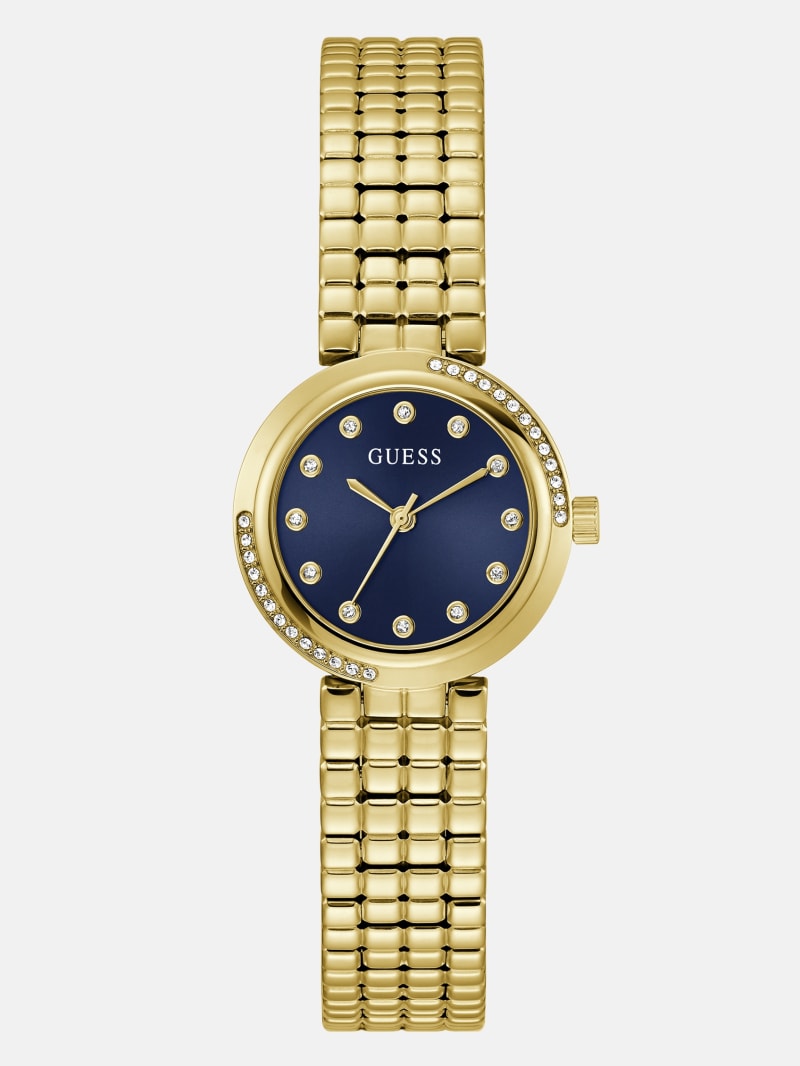 Gold-Tone and Blue Analog Watch