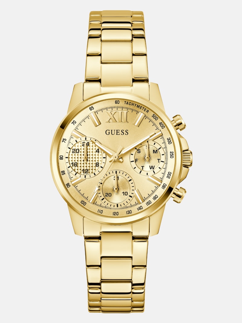 Guess Uomo Orologio Quadrato Multifunzione Nero E Oro - Cassa In Acciaio 43mm, Cinturino In Pelle, Movimento Al Quarzo, Impermeabile 50m - Regalo Elicante Per Uomo