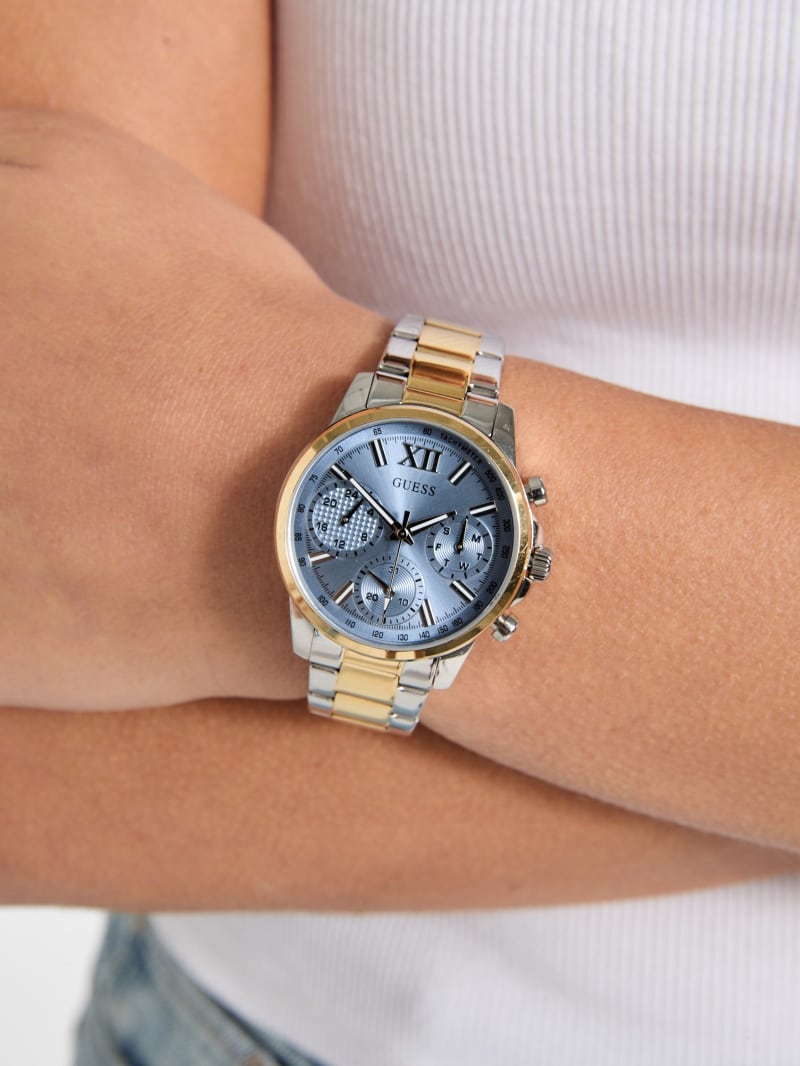 Two-Tone and Blue Chronograph Watch