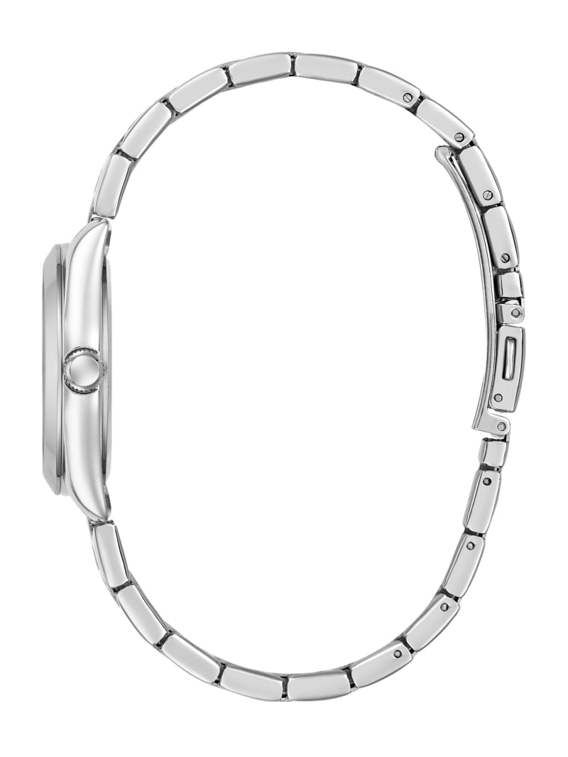 Silver-Tone and Pink Analog Watch