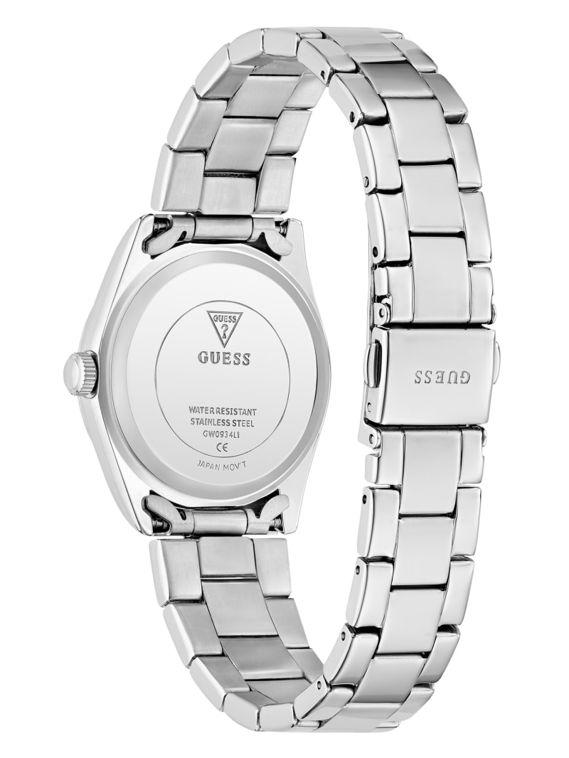 Silver-Tone and Pink Analog Watch