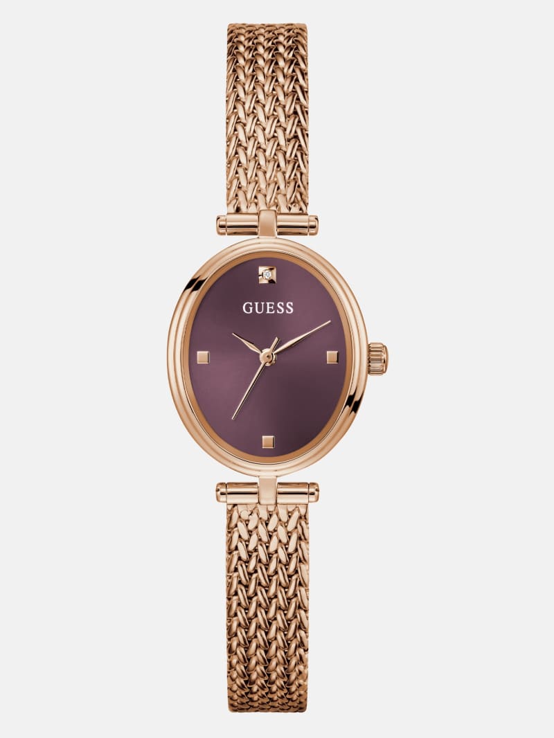 Rose Gold-Tone Oval Analog Watch