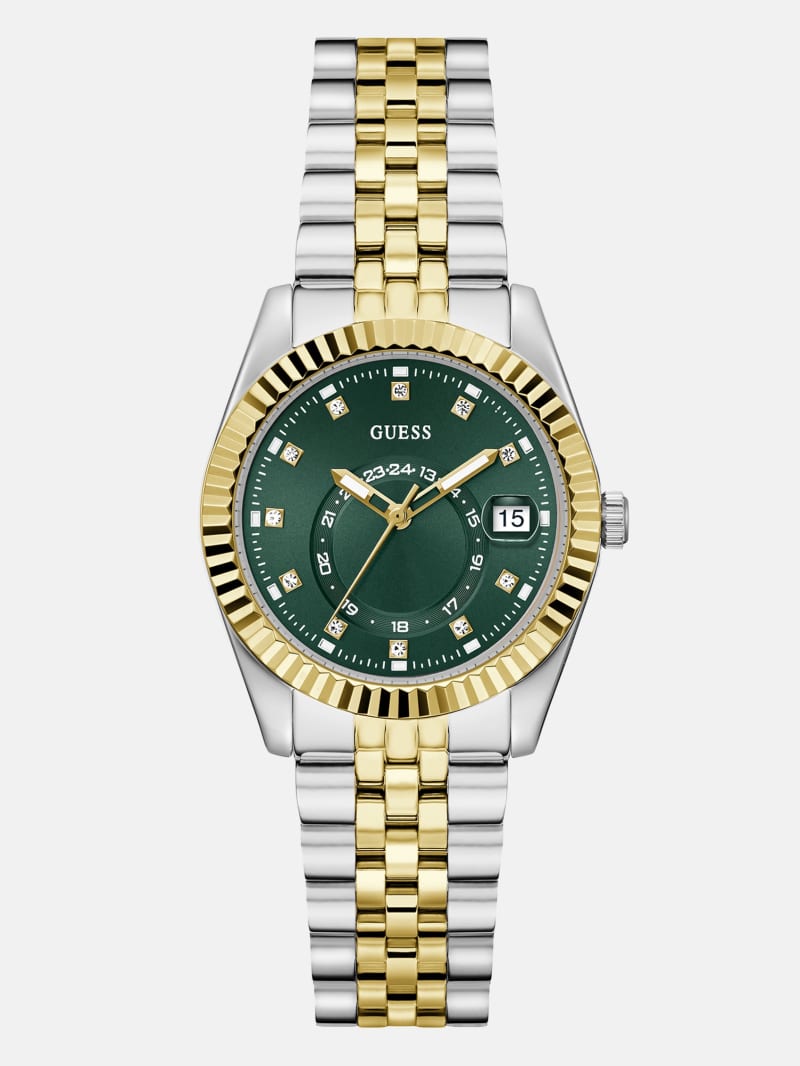 Two-Tone and Green Multifunction Watch
